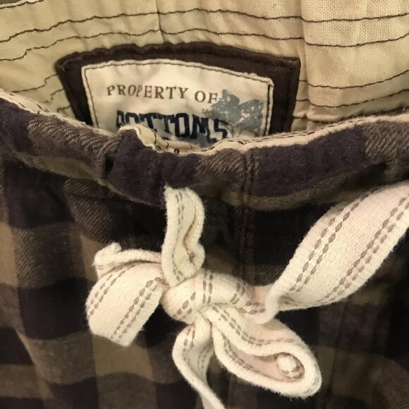Bottoms Out Shorts Mens XL Brown Tan Plaid Flannel Lounge Sleep Drawstring Cargo - Picture 3 of 8